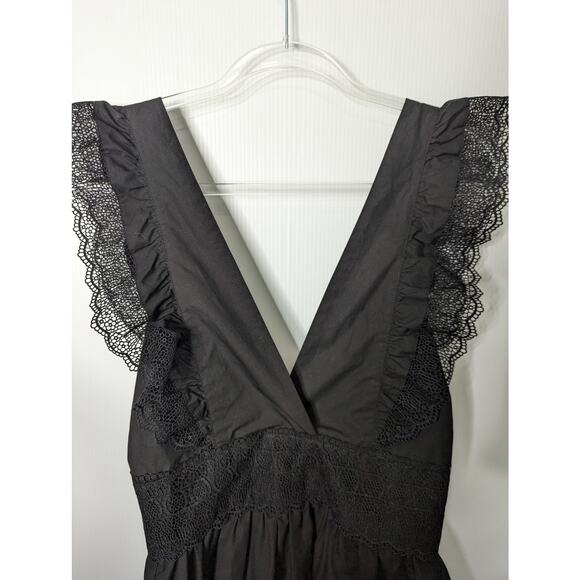 Magali Pascal Vivienne Black Mini Dress Eyelet Lace Detail Backless with Tie S - Picture 8 of 9